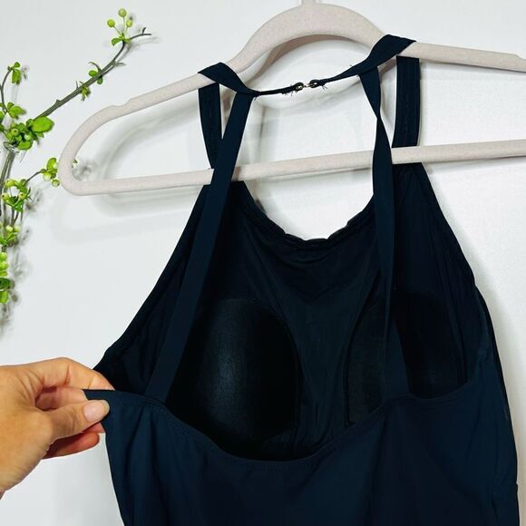 Jones New York Black Halter Gemstone Neckline One-Piece Bathing Suit - Picture 5 of 9